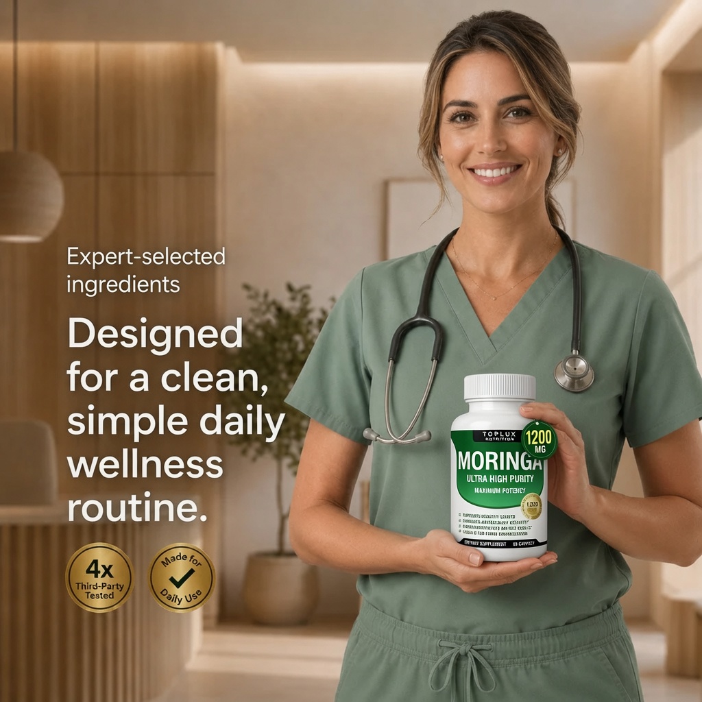 Woman relaxing with BaseState Moringa Capsules